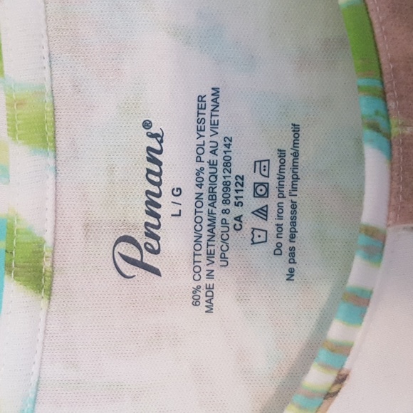 NWT Penmans aqua and lime tropical print tee shirt - Picture 2 of 3